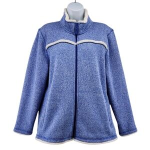 T by Talbots‎ Fleece Jacket Women's XLP Blue Full Zip Sherpa Lined Comfortcore